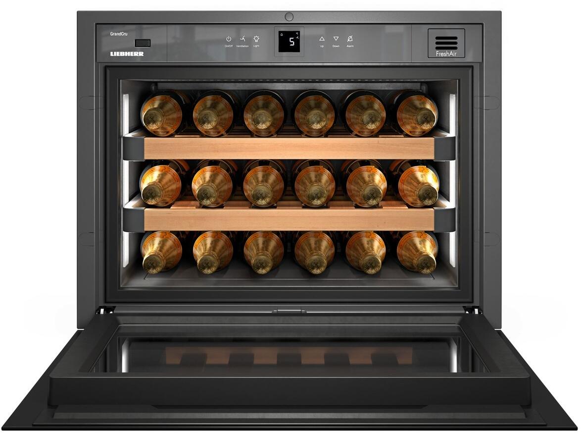 Liebherr - 24 Inch Built-in Wine Cooler with Push-to-Open - Black/White Liebherr - 24 Inch Built-in Wine Cooler with Push-to-Open - Black/White