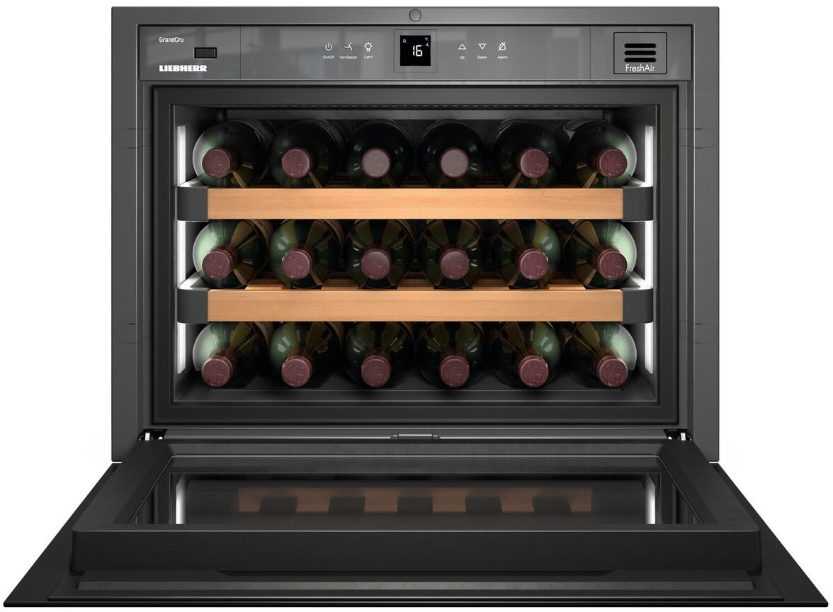 Liebherr - 24 Inch Built-in Wine Cooler with Push-to-Open - Black/White Liebherr - 24 Inch Built-in Wine Cooler with Push-to-Open - Black/White