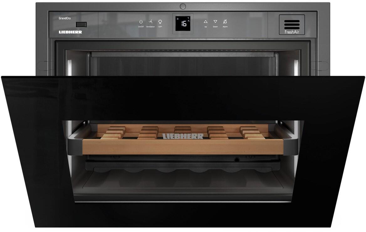 Liebherr - 24 Inch Built-in Wine Cooler with Push-to-Open - Black/White Liebherr - 24 Inch Built-in Wine Cooler with Push-to-Open - Black/White