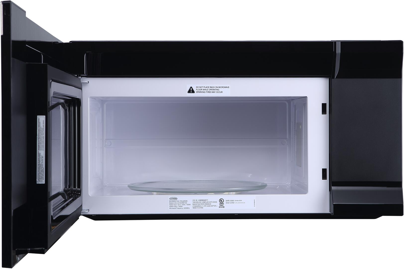 Cosmo - 30 in. 1.6 cu. ft. Over the Range Microwave in Stainless Steel with Vent Fan | COS-3016ORM1SS Cosmo - 30 in. 1.6 cu. ft. Over the Range Microwave in Stainless Steel with Vent Fan | COS-3016ORM1SS