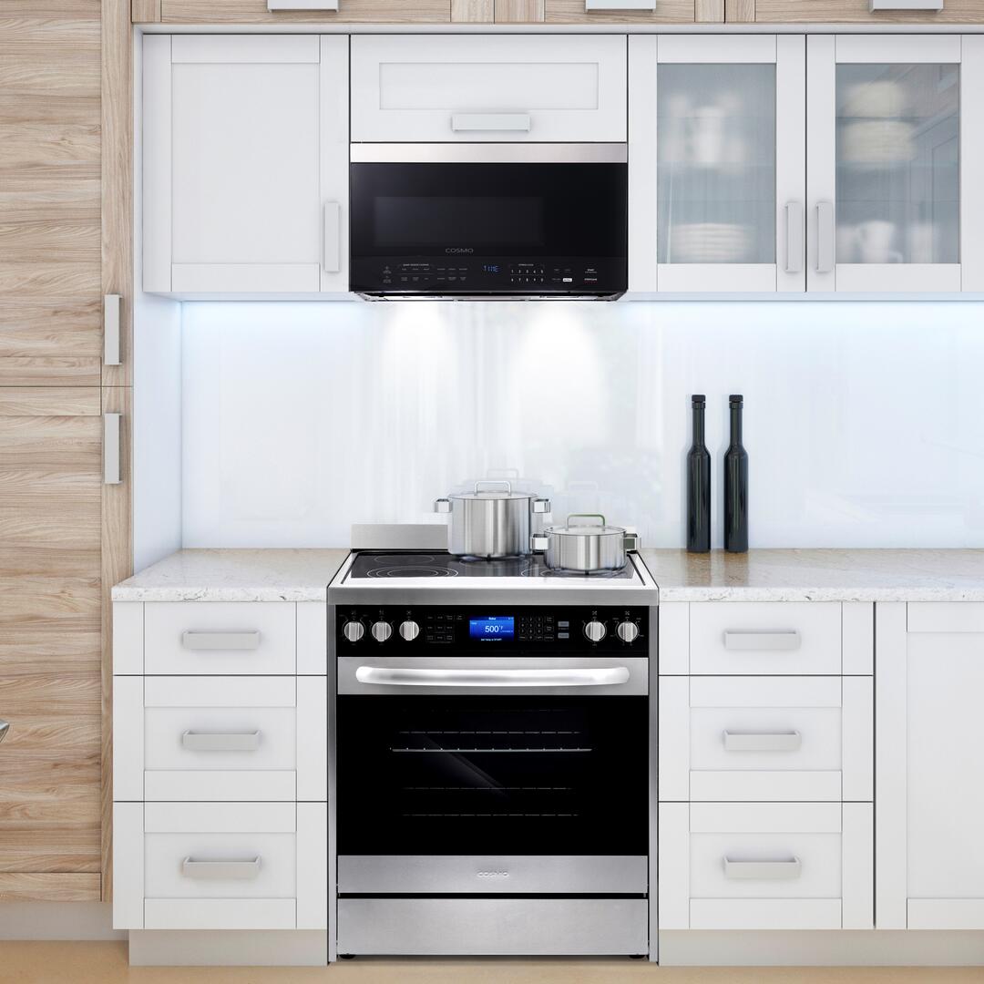 Cosmo - 30 in. 1.6 cu. ft. Over the Range Microwave in Stainless Steel with Vent Fan | COS-3016ORM1SS Cosmo - 30 in. 1.6 cu. ft. Over the Range Microwave in Stainless Steel with Vent Fan | COS-3016ORM1SS