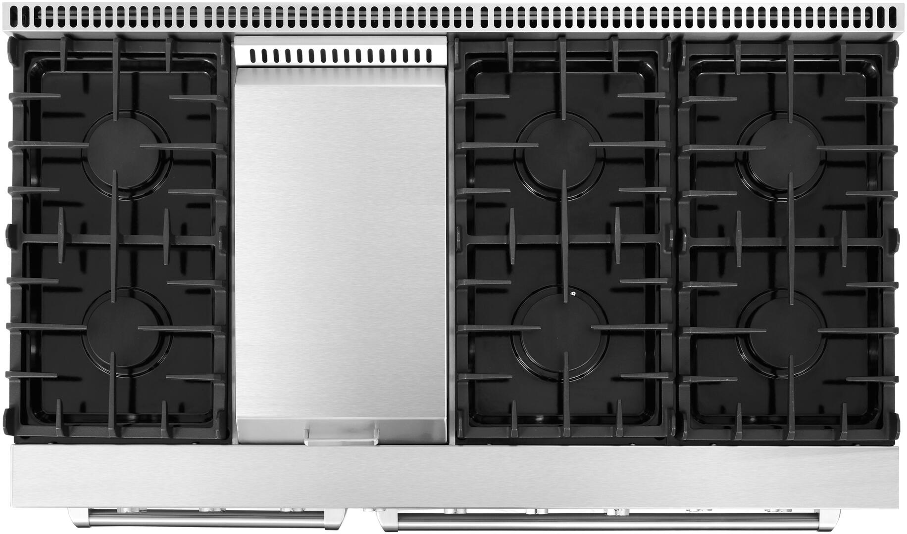Cosmo - 48 in. 6.8 cu. ft. Double Oven Commercial Gas Range with Fan Assist Convection Oven in Stainless Steel Storage Drawer | COS-EPGR486G Cosmo - 48 in. 6.8 cu. ft. Double Oven Commercial Gas Range with Fan Assist Convection Oven in Stainless Steel Storage Drawer | COS-EPGR486G