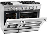 Cosmo - 48 in. 6.8 cu. ft. Double Oven Commercial Gas Range with Fan Assist Convection Oven in Stainless Steel Storage Drawer | COS-EPGR486G Cosmo - 48 in. 6.8 cu. ft. Double Oven Commercial Gas Range with Fan Assist Convection Oven in Stainless Steel Storage Drawer | COS-EPGR486G