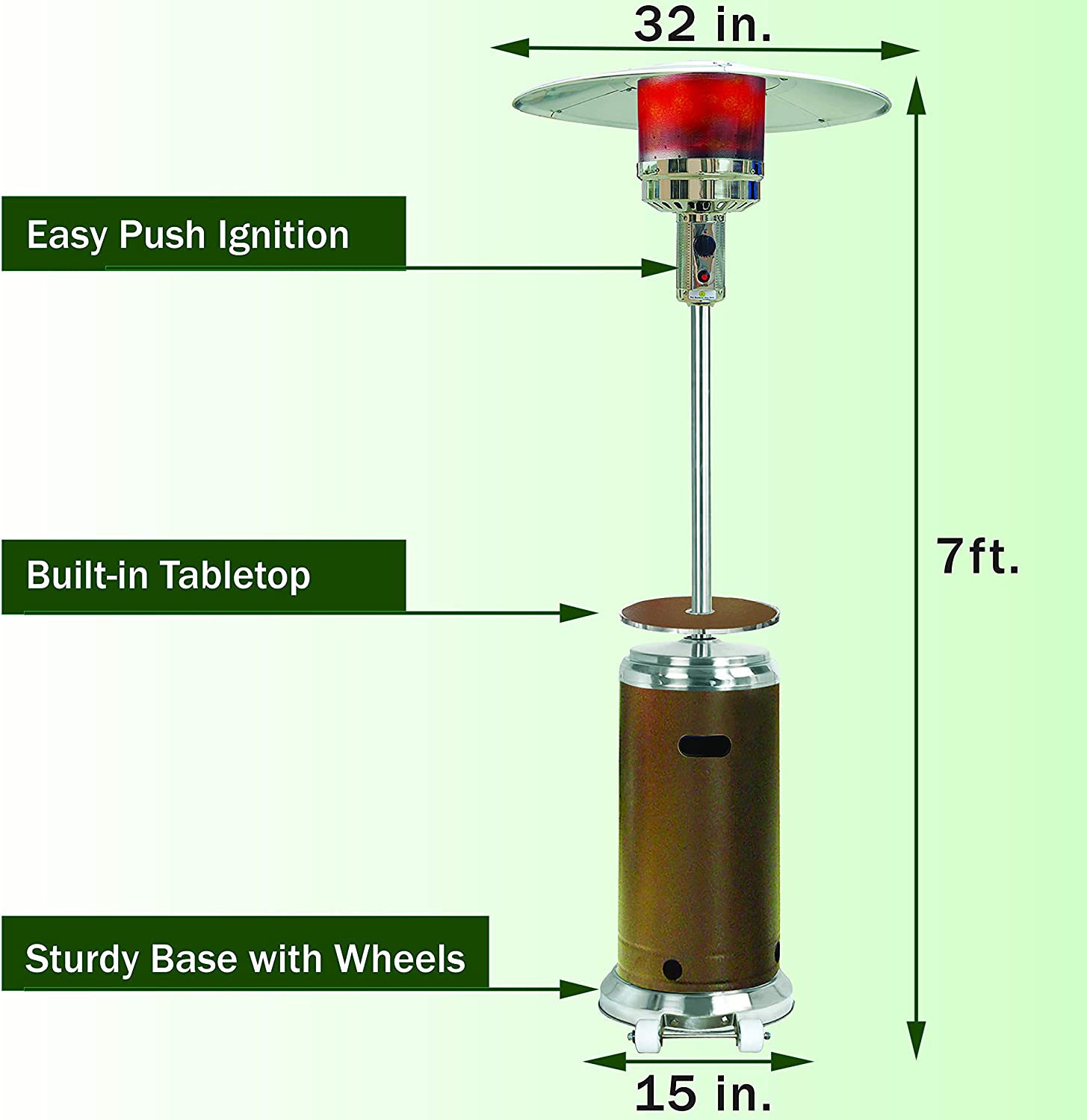Hanover Umbrella Patio Heater H002BRSS Hanover Umbrella Patio Heater H002BRSS