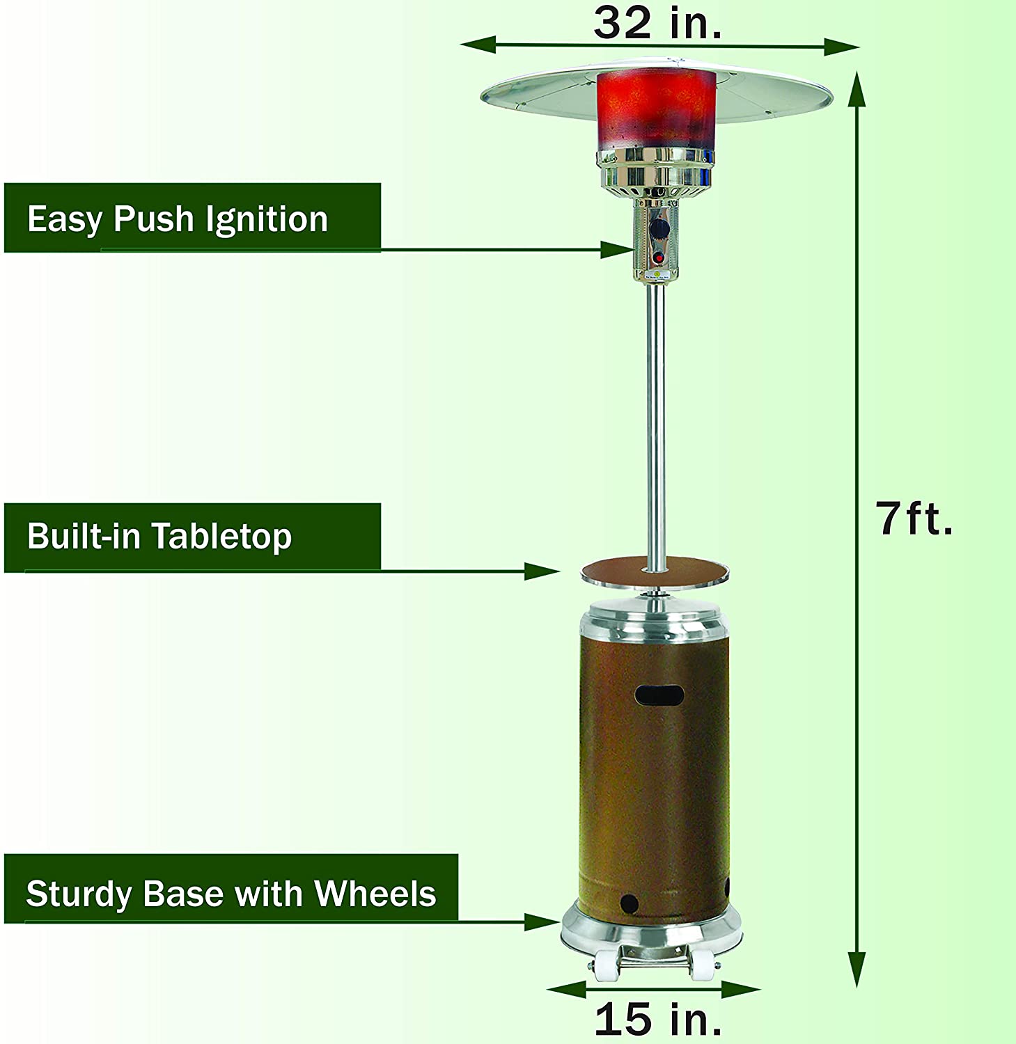 Hanover Umbrella Patio Heater HANHT002BRSS Hanover Umbrella Patio Heater HANHT002BRSS