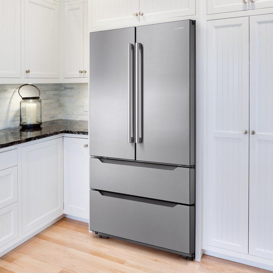 Cosmo - 22.5 cu. ft. 4-Door French Door Refrigerator with Pull Handle in Stainless Steel, Counter Depth | COS-FDR225RHSS-G