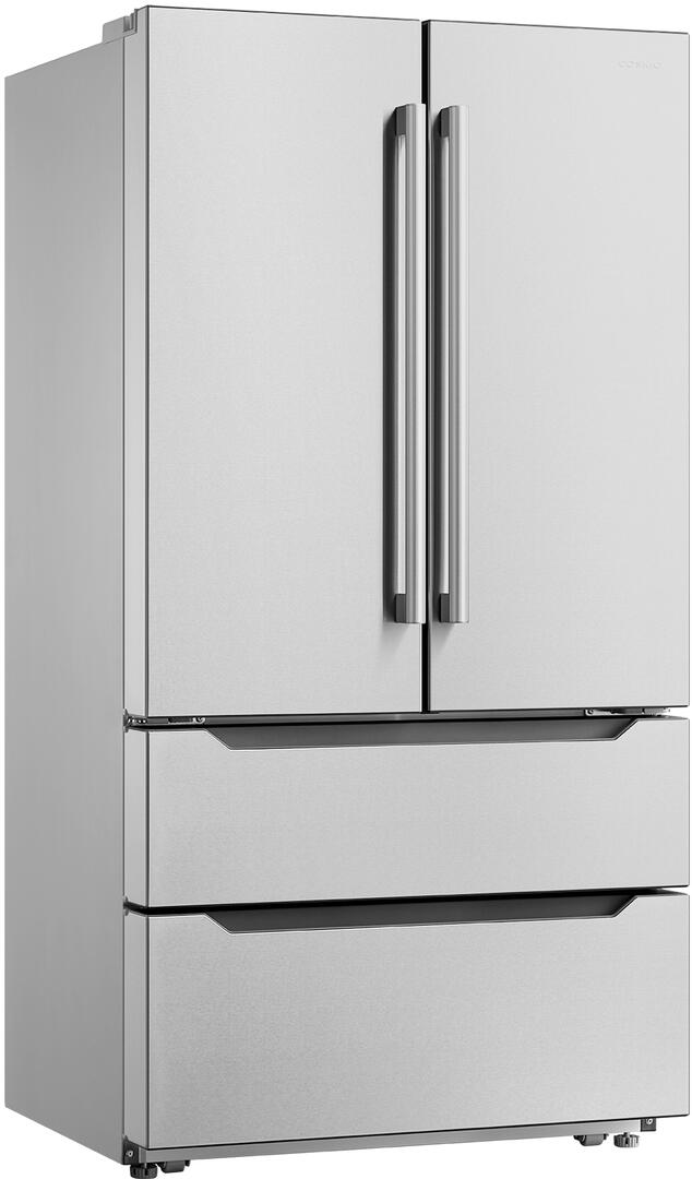 Cosmo - 22.5 cu. ft. 4-Door French Door Refrigerator with Pull Handle in Stainless Steel, Counter Depth | COS-FDR225RHSS-G Cosmo - 22.5 cu. ft. 4-Door French Door Refrigerator with Pull Handle in Stainless Steel, Counter Depth | COS-FDR225RHSS-G