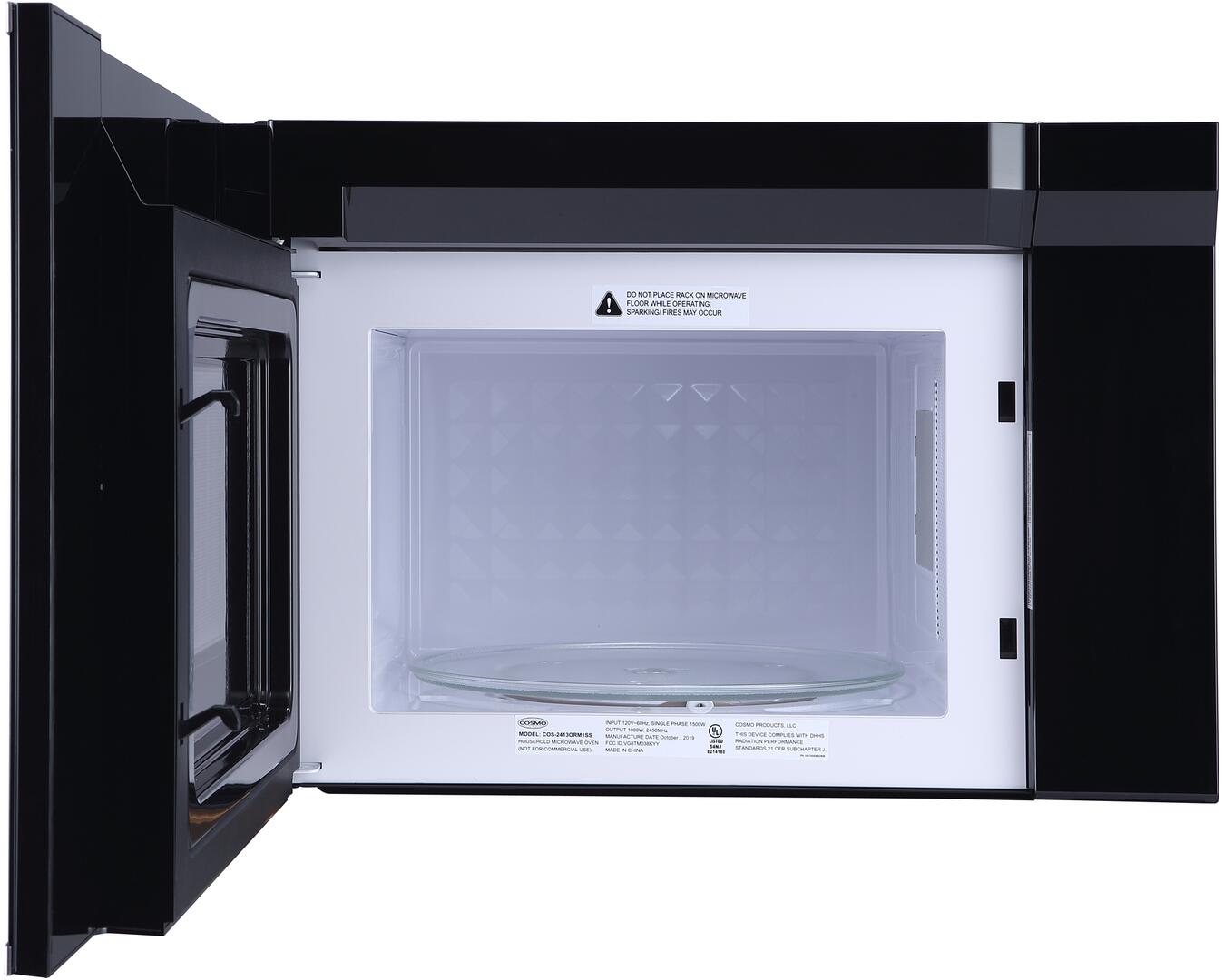 Cosmo - 24 In. 1.34 cu. ft. Over the Range Microwave in Stainless Steel with Vent Fan | COS-2413ORM1SS Cosmo - 24 In. 1.34 cu. ft. Over the Range Microwave in Stainless Steel with Vent Fan | COS-2413ORM1SS