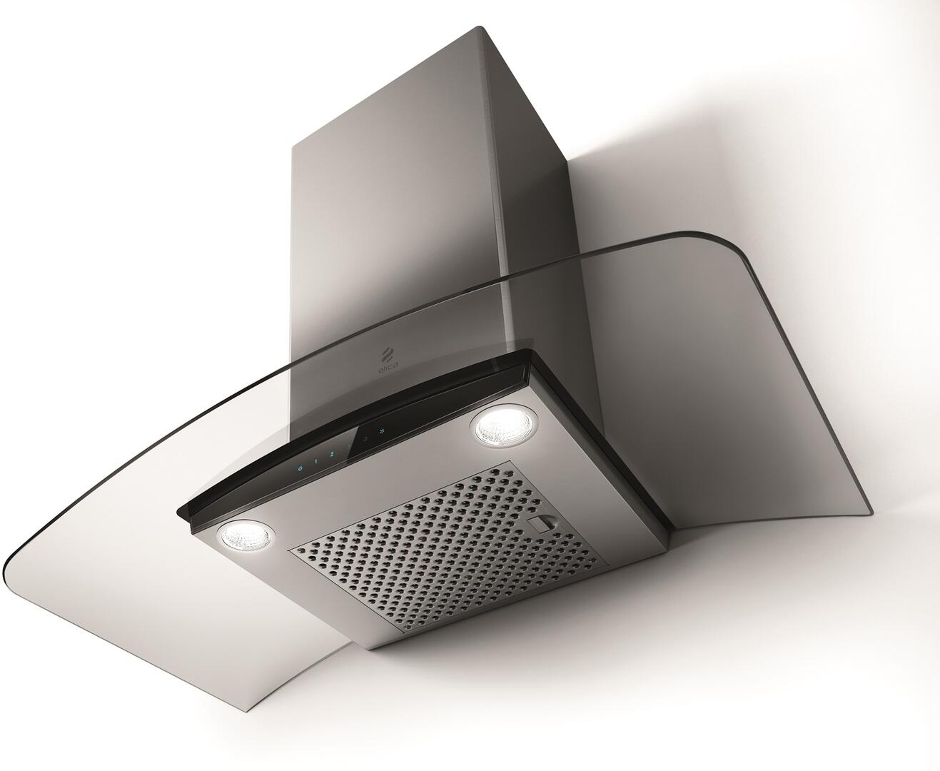 Elica - COMO - Techne - 30" W x 19 11/16" D x 1 15/16" H, Stainless & Black Glass + Clear Glass Canopy - Wall Mount Hoods | ECM630S3 Elica - COMO - Techne - 30" W x 19 11/16" D x 1 15/16" H, Stainless & Black Glass + Clear Glass Canopy - Wall Mount Hoods | ECM630S3