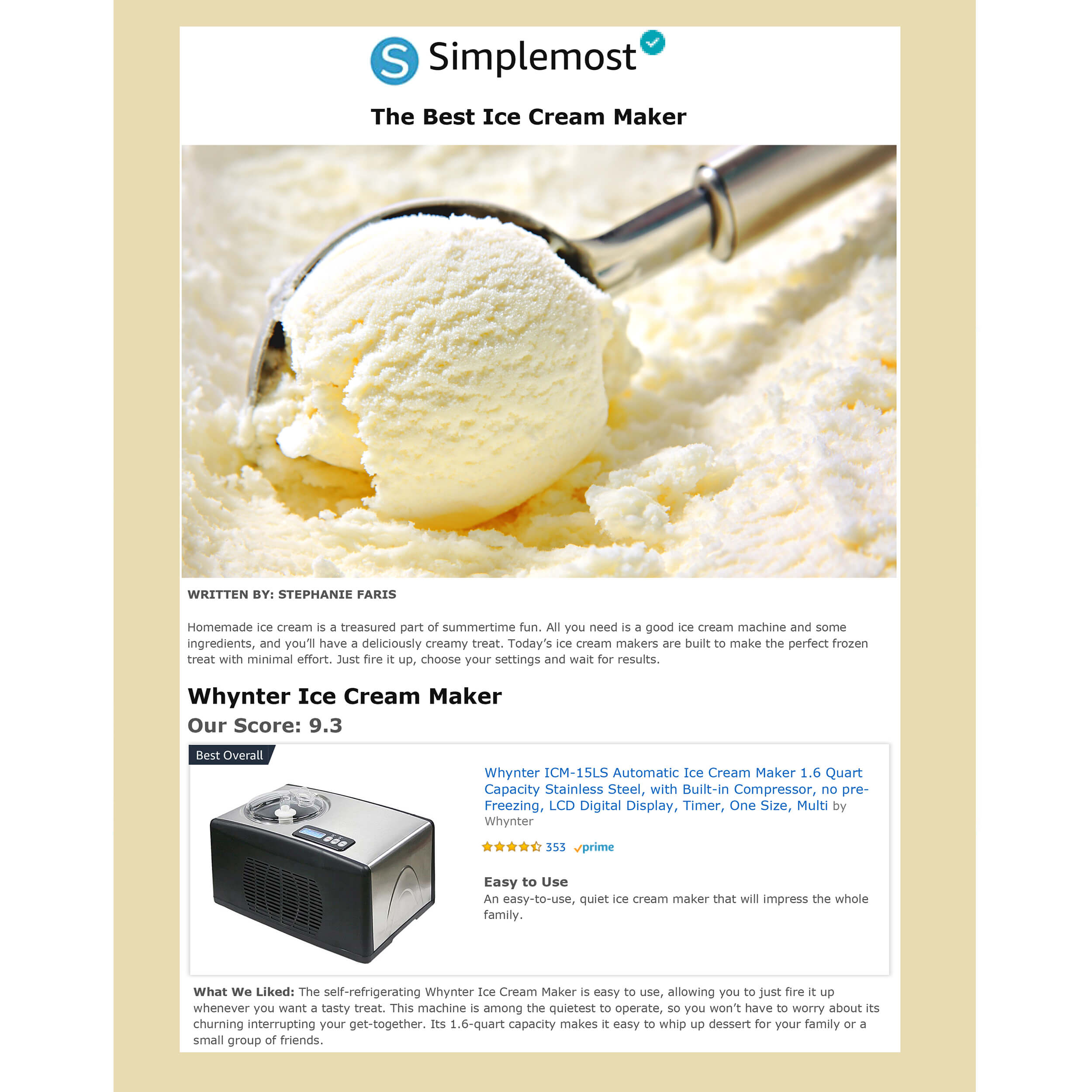 Whynter - Ice Cream Maker - Stainless Steel | ICM-15LS Whynter - Ice Cream Maker - Stainless Steel | ICM-15LS