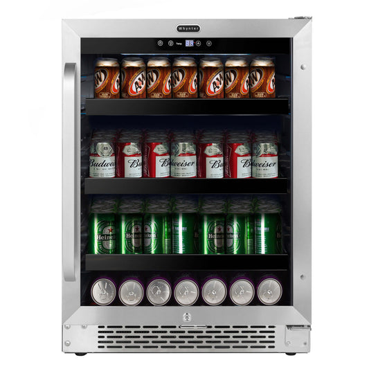 Whynter - BBR-148SB 24 inch Built-In 140 Can Undercounter Stainless Steel Beverage Refrigerator with Reversible Door, Digital Control, Lock and Carbon Filter | BBR-148SB