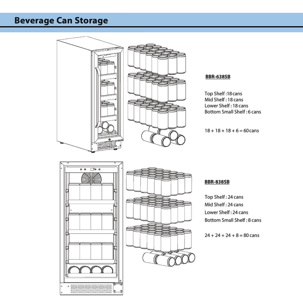 Whynter - BBR-638SB 12 inch Built-In 60 Can Undercounter Stainless Steel Beverage Refrigerator with Reversible Door, Digital Control, Lock and Carbon Filter | BBR-638SB Whynter - BBR-638SB 12 inch Built-In 60 Can Undercounter Stainless Steel Beverage Refrigerator with Reversible Door, Digital Control, Lock and Carbon Filter | BBR-638SB