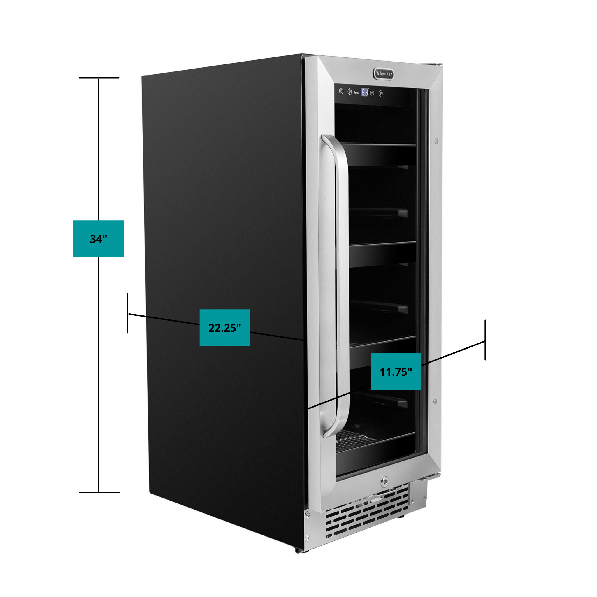 Whynter - BBR-638SB 12 inch Built-In 60 Can Undercounter Stainless Steel Beverage Refrigerator with Reversible Door, Digital Control, Lock and Carbon Filter | BBR-638SB Whynter - BBR-638SB 12 inch Built-In 60 Can Undercounter Stainless Steel Beverage Refrigerator with Reversible Door, Digital Control, Lock and Carbon Filter | BBR-638SB