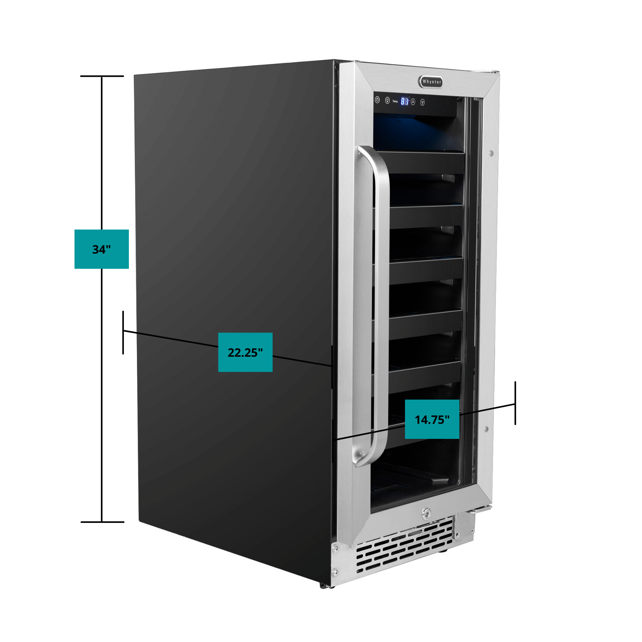 Whynter - BBR-838SB 15 inch Built-In 80 Can Undercounter Stainless Steel Beverage Refrigerator with Reversible Door, Digital Control, Lock and Carbon Filter | BBR-838SB Whynter - BBR-838SB 15 inch Built-In 80 Can Undercounter Stainless Steel Beverage Refrigerator with Reversible Door, Digital Control, Lock and Carbon Filter | BBR-838SB