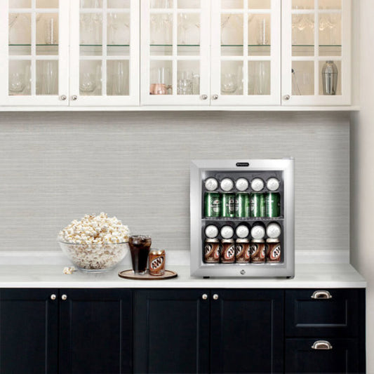 Whynter - 62 Can Capacity Stainless Steel Beverage Refrigerator with Lock | BR-062WS