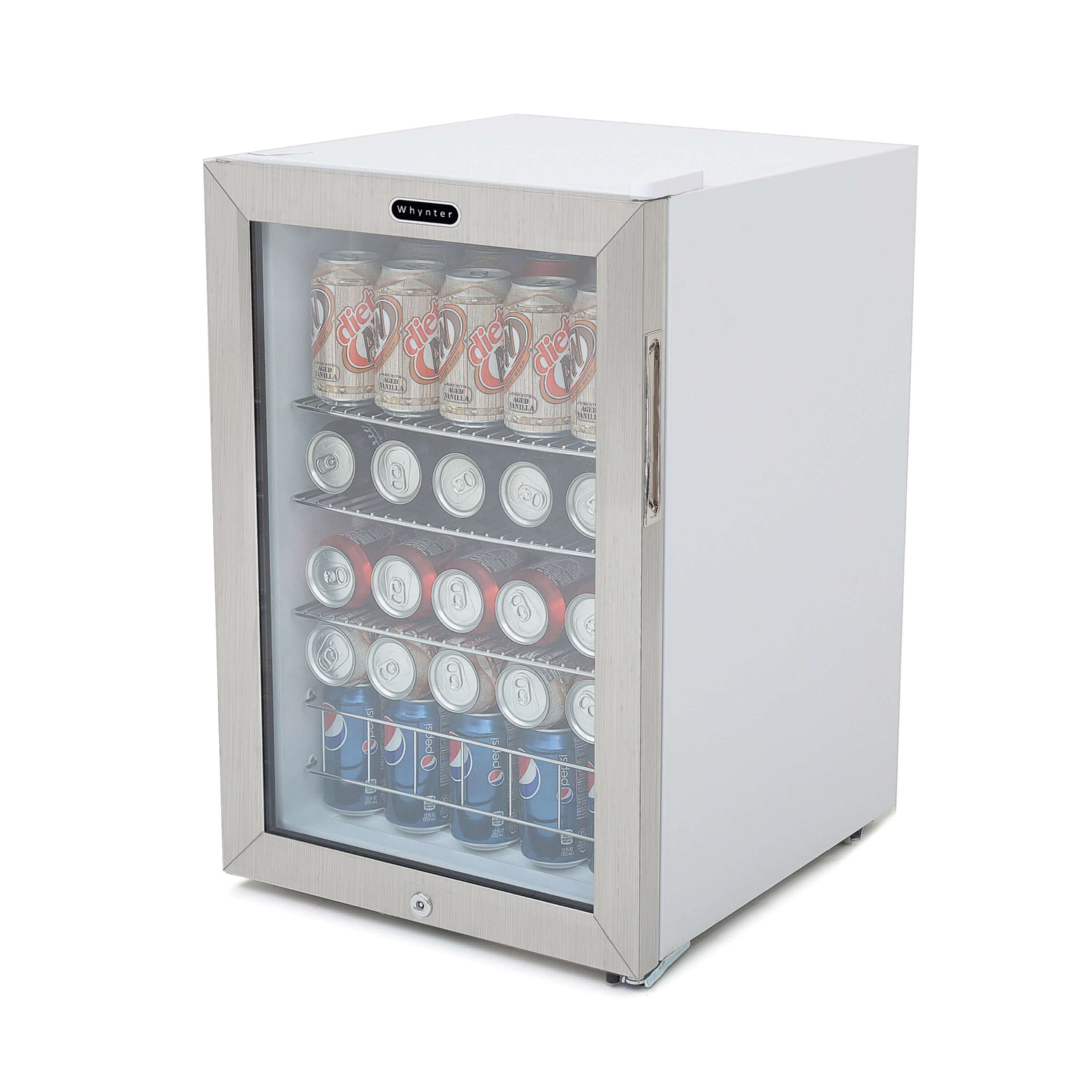 Whynter - Beverage Refrigerator With Lock - Stainless Steel 90 Can Capacity | BR-091WS Whynter - Beverage Refrigerator With Lock - Stainless Steel 90 Can Capacity | BR-091WS