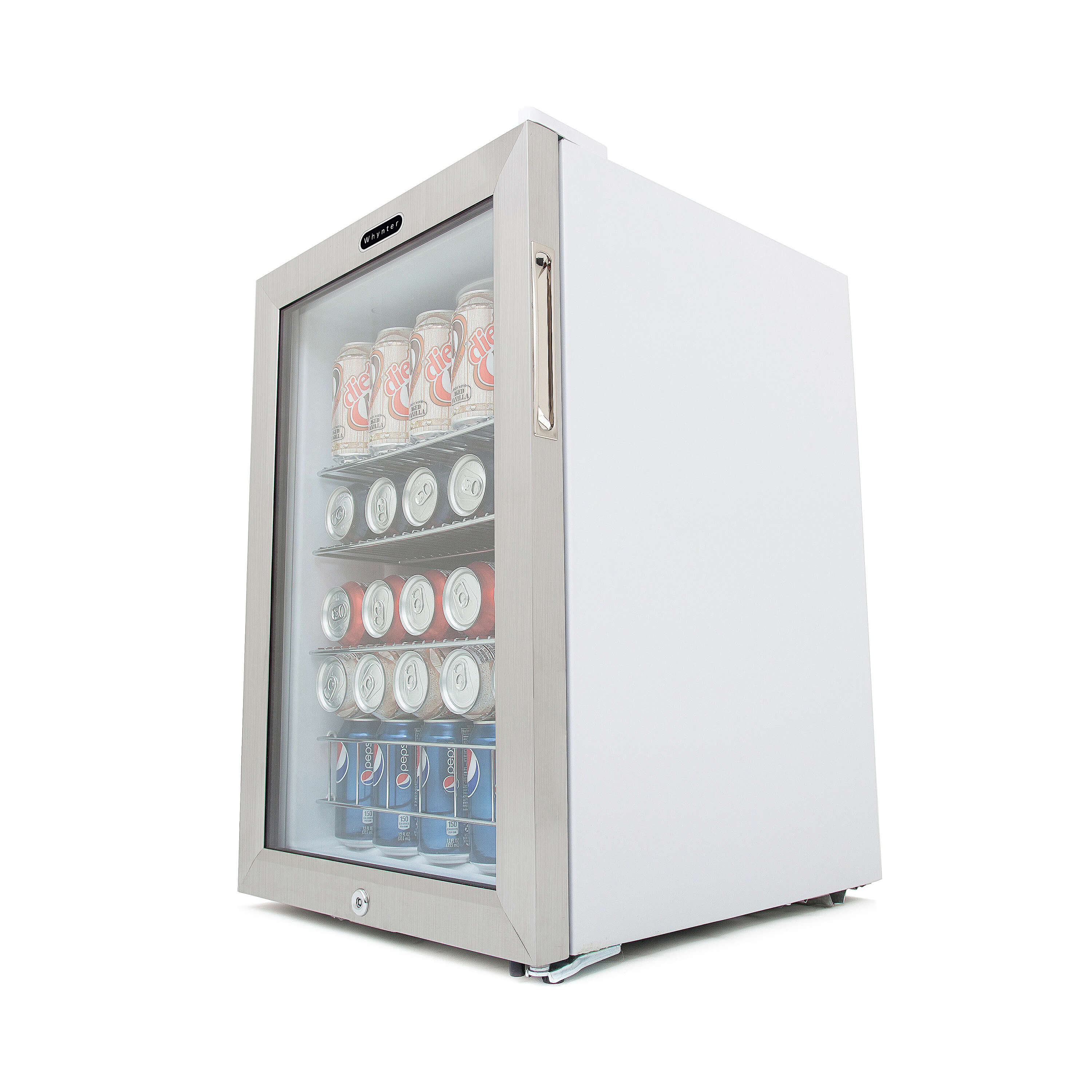 Whynter - Beverage Refrigerator With Lock - Stainless Steel 90 Can Capacity | BR-091WS Whynter - Beverage Refrigerator With Lock - Stainless Steel 90 Can Capacity | BR-091WS