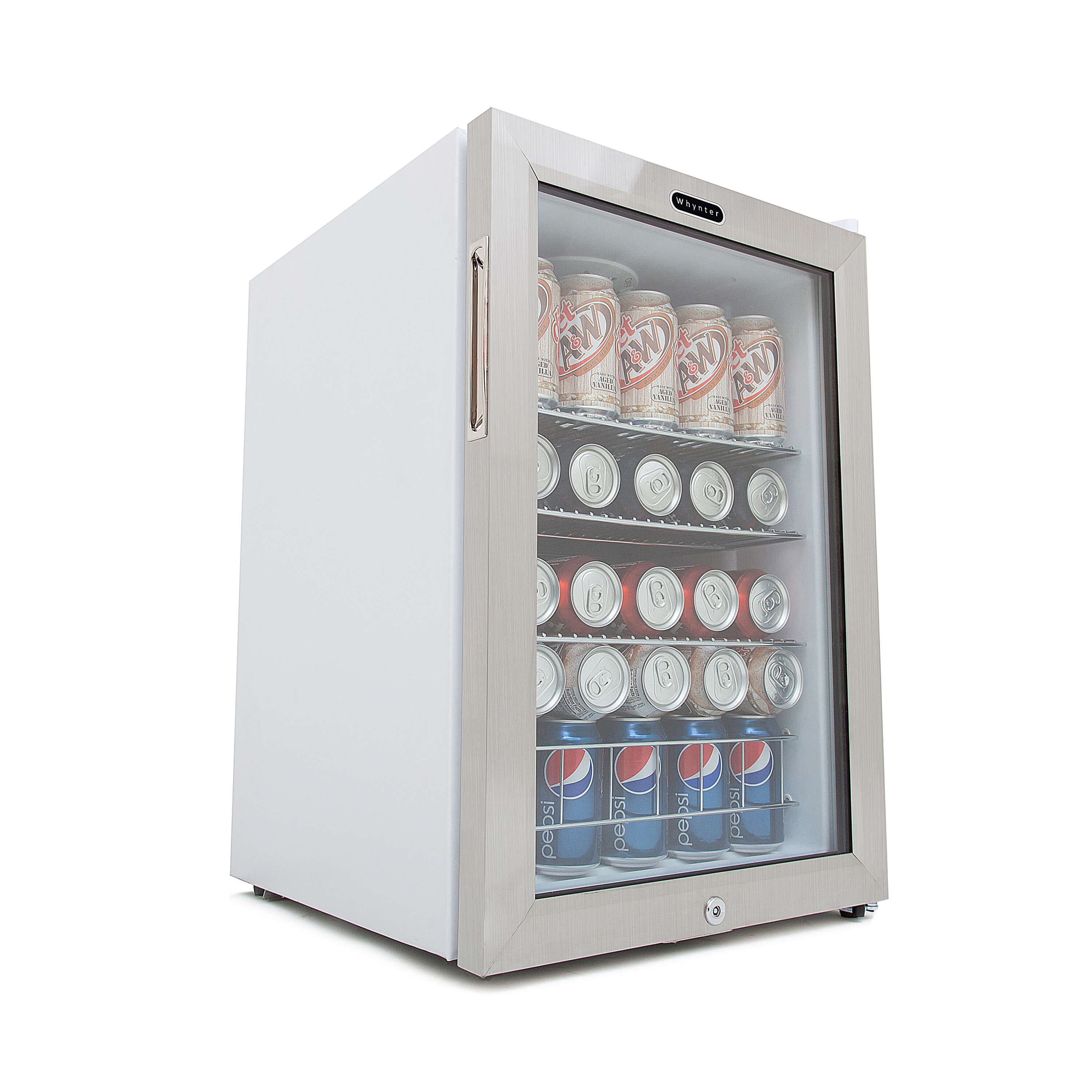 Whynter - Beverage Refrigerator With Lock - Stainless Steel 90 Can Capacity | BR-091WS Whynter - Beverage Refrigerator With Lock - Stainless Steel 90 Can Capacity | BR-091WS