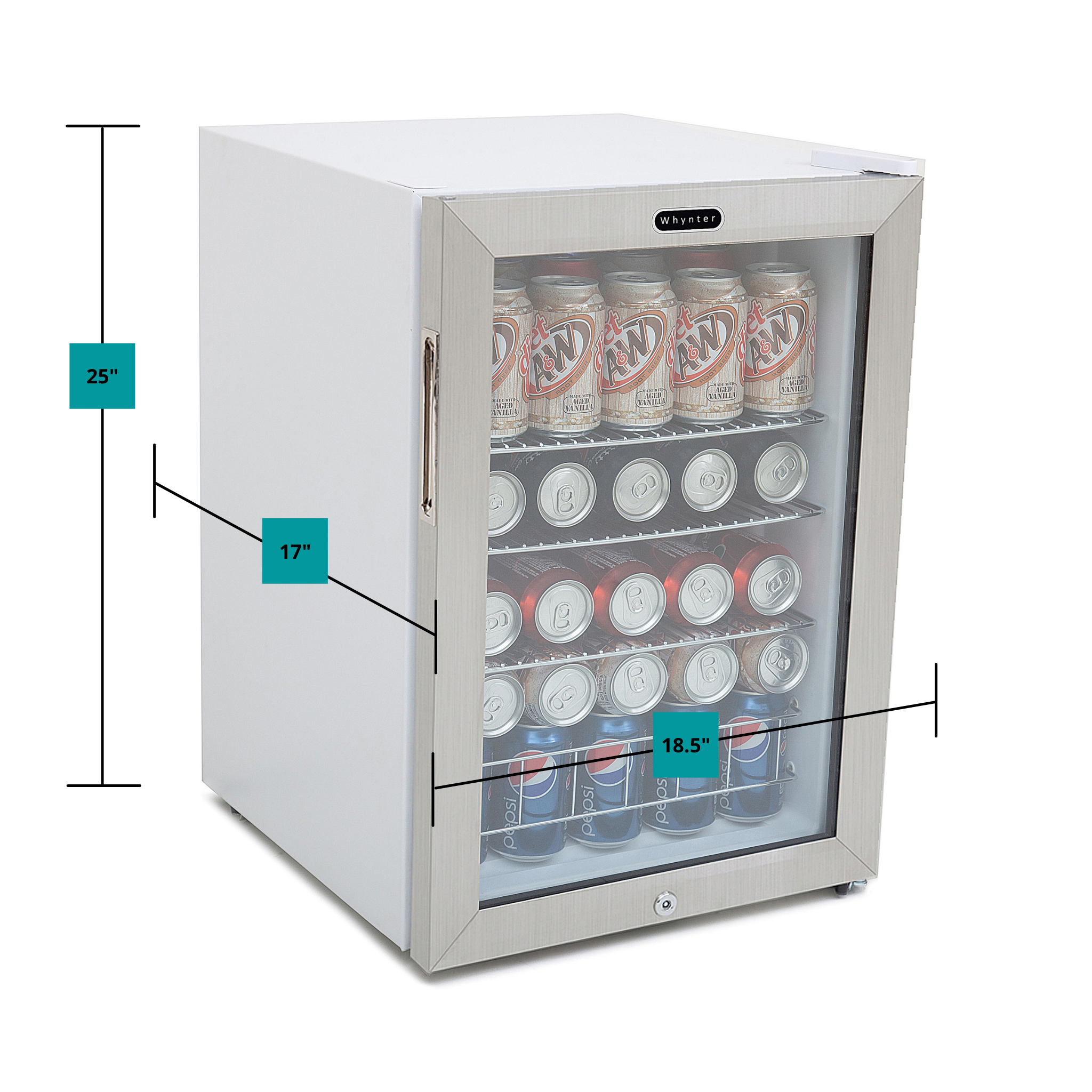 Whynter - Beverage Refrigerator With Lock - Stainless Steel 90 Can Capacity | BR-091WS Whynter - Beverage Refrigerator With Lock - Stainless Steel 90 Can Capacity | BR-091WS