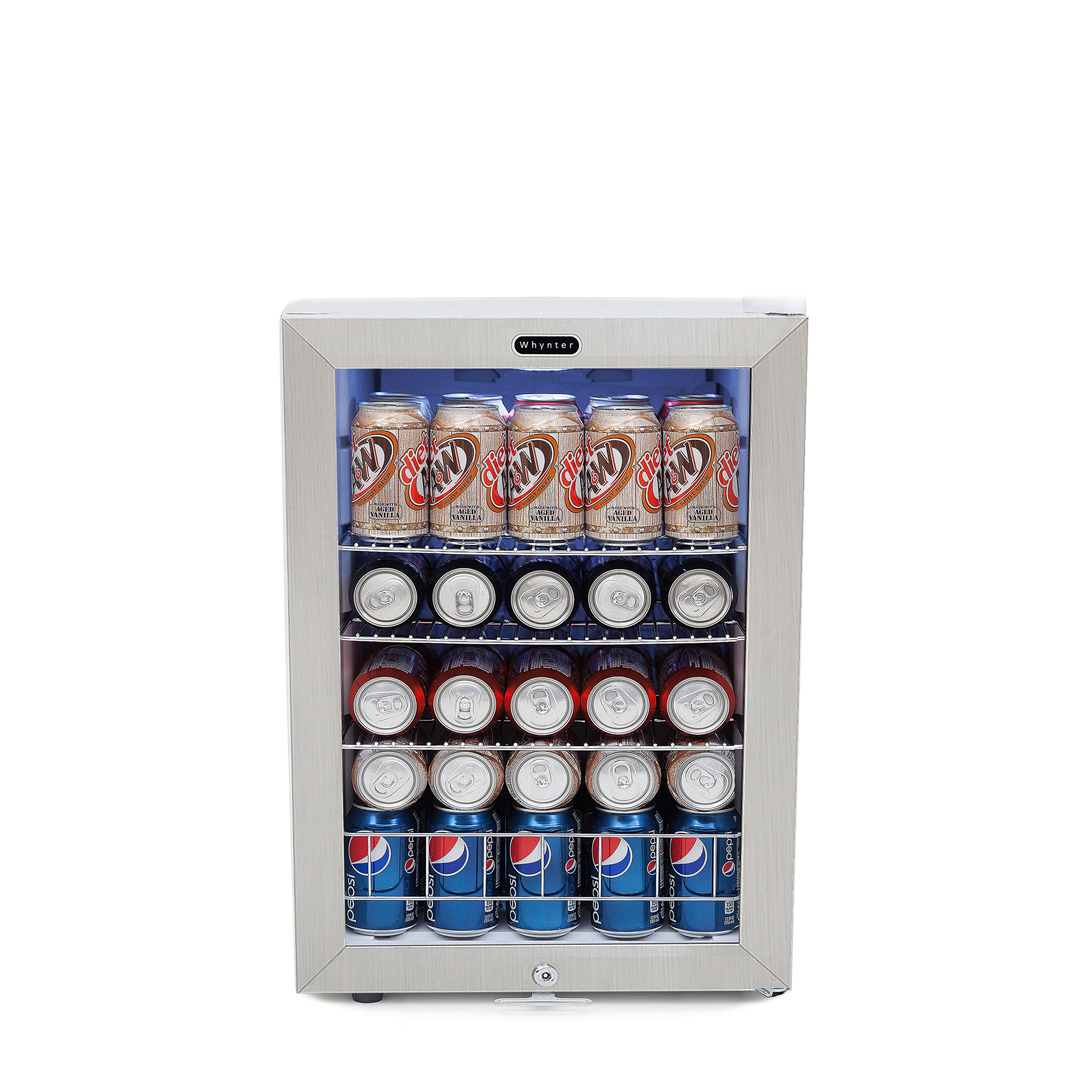 Whynter - Beverage Refrigerator With Lock - Stainless Steel 90 Can Capacity | BR-091WS Whynter - Beverage Refrigerator With Lock - Stainless Steel 90 Can Capacity | BR-091WS