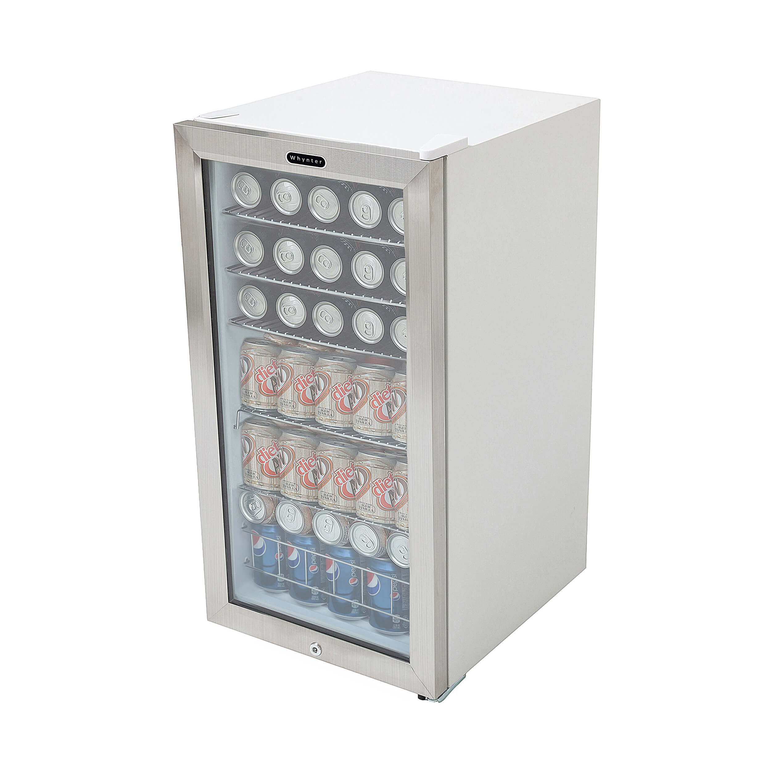 Whynter - Beverage Refrigerator With Lock - Stainless Steel 120 Can Capacity | BR-128WS Whynter - Beverage Refrigerator With Lock - Stainless Steel 120 Can Capacity | BR-128WS