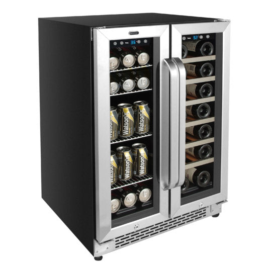 Whynter - 24 - inch Built-In French Door Dual Zone 20 Bottle Wine 60 Can Beverage Cooler | BWB-2060FDS Whynter - 24 - inch Built-In French Door Dual Zone 20 Bottle Wine 60 Can Beverage Cooler | BWB-2060FDS