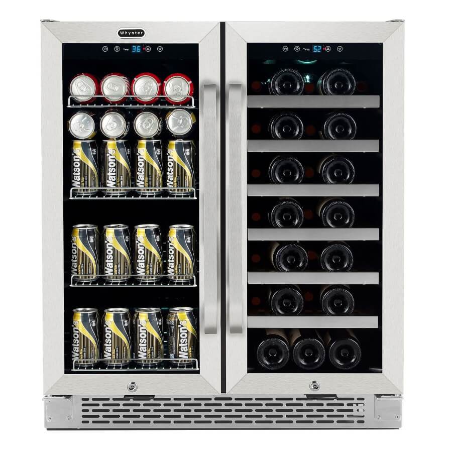 Whynter - 30 Built-In French Door Dual Zone 33 Bottle Wine Refrigerator 88 Can Beverage Center | BWB-3388FDS Whynter - 30 Built-In French Door Dual Zone 33 Bottle Wine Refrigerator 88 Can Beverage Center | BWB-3388FDS