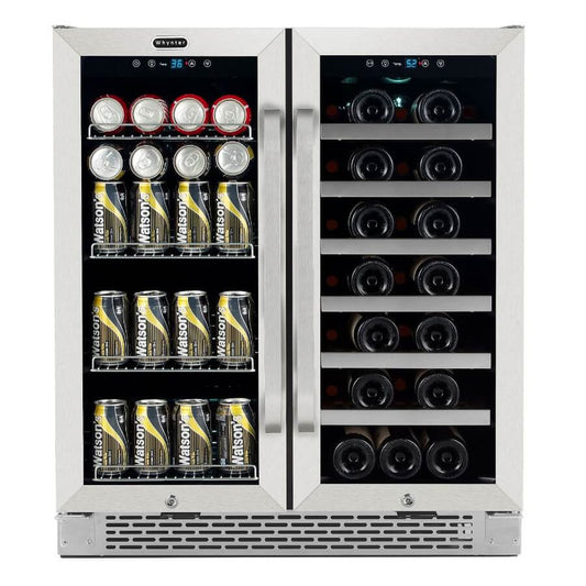 Whynter - 30 Built-In French Door Dual Zone 33 Bottle Wine Refrigerator 88 Can Beverage Center | BWB-3388FDS
