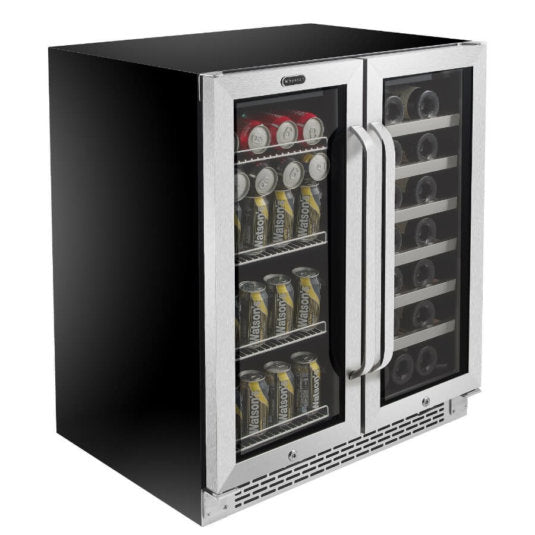Whynter - 30 Built-In French Door Dual Zone 33 Bottle Wine Refrigerator 88 Can Beverage Center | BWB-3388FDS Whynter - 30 Built-In French Door Dual Zone 33 Bottle Wine Refrigerator 88 Can Beverage Center | BWB-3388FDS
