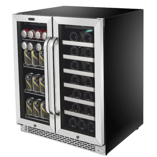 Whynter - 30 Built-In French Door Dual Zone 33 Bottle Wine Refrigerator 88 Can Beverage Center | BWB-3388FDS Whynter - 30 Built-In French Door Dual Zone 33 Bottle Wine Refrigerator 88 Can Beverage Center | BWB-3388FDS