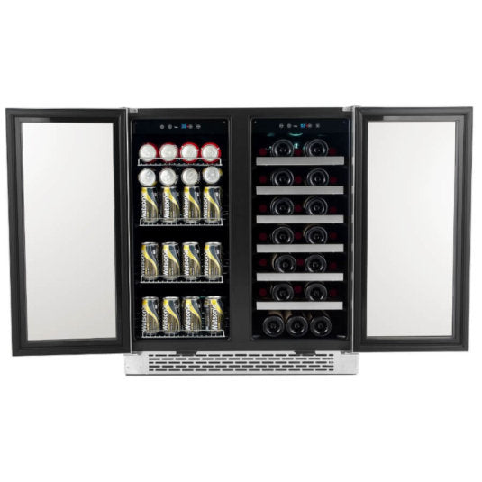 Whynter - 30 Built-In French Door Dual Zone 33 Bottle Wine Refrigerator 88 Can Beverage Center | BWB-3388FDS Whynter - 30 Built-In French Door Dual Zone 33 Bottle Wine Refrigerator 88 Can Beverage Center | BWB-3388FDS