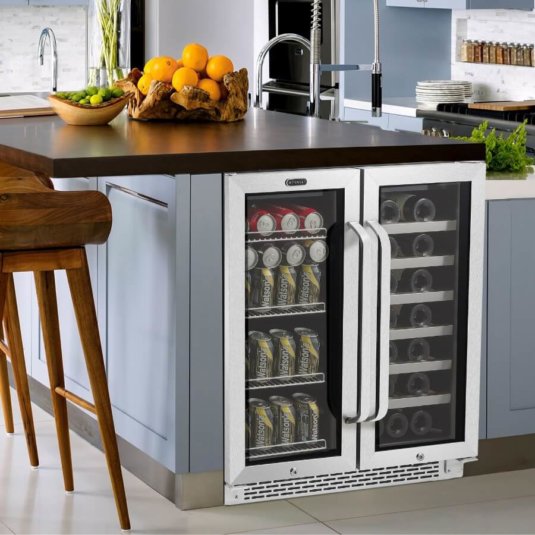 Whynter - 30 Built-In French Door Dual Zone 33 Bottle Wine Refrigerator 88 Can Beverage Center | BWB-3388FDS Whynter - 30 Built-In French Door Dual Zone 33 Bottle Wine Refrigerator 88 Can Beverage Center | BWB-3388FDS