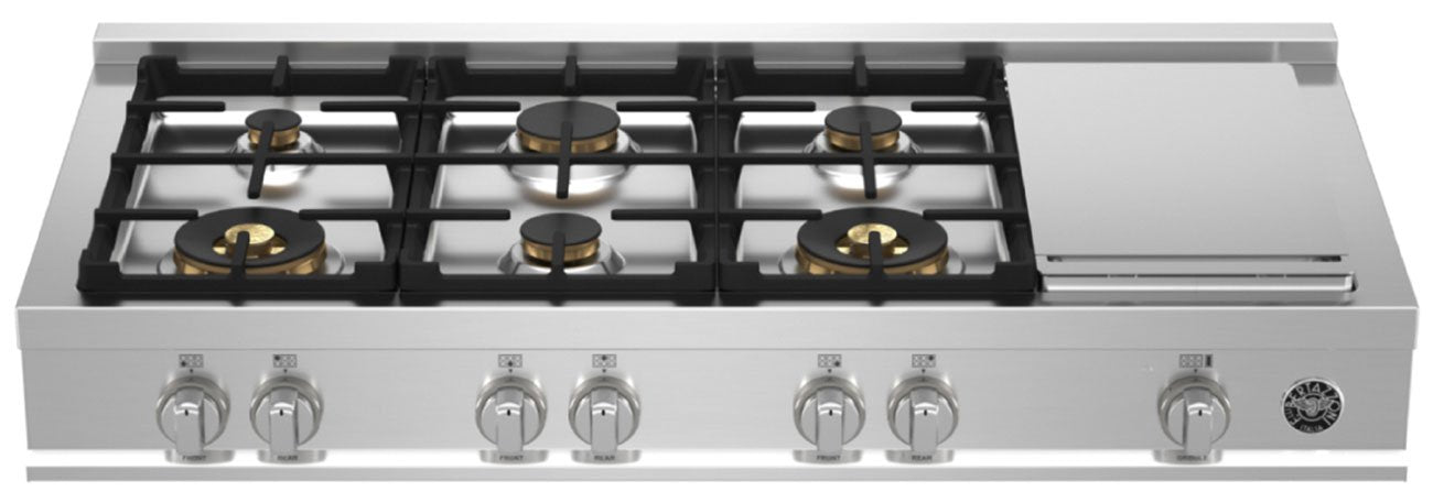 Bertazzoni | 48" Gas Rangetop 6 Brass Burners + Griddle | MAST486GRTBXT Bertazzoni | 48" Gas Rangetop 6 Brass Burners + Griddle | MAST486GRTBXT