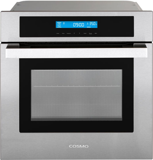 Cosmo - 24 in. 2.5 cu. ft. Single Electric Wall Oven w/8 Functions and True European Convection in Stainless Steel | C106SIX-PT