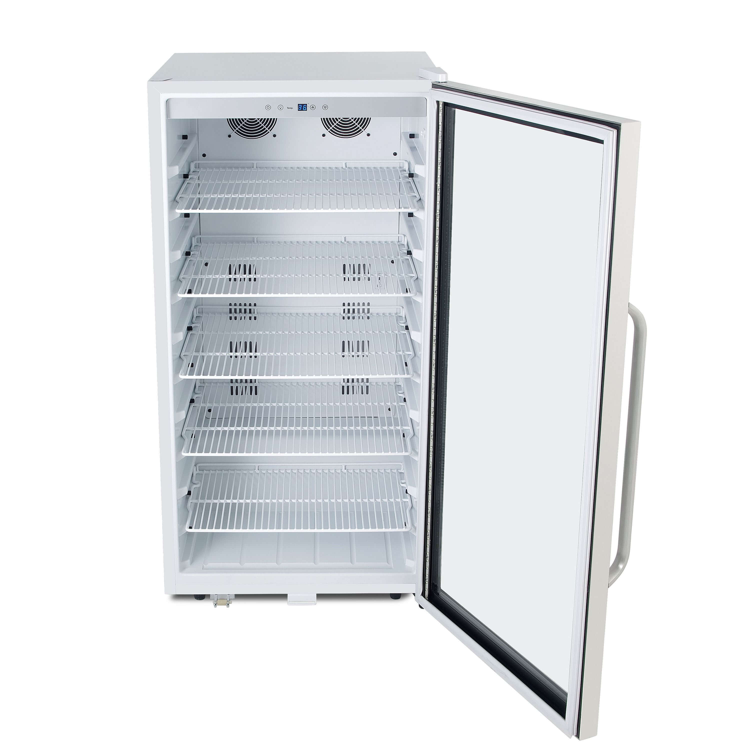 Whynter - Freestanding 8.1 cu. ft. Stainless Steel Commercial Beverage Merchandiser Refrigerator with Superlit Door and Lock – White | CBM-815WS Whynter - Freestanding 8.1 cu. ft. Stainless Steel Commercial Beverage Merchandiser Refrigerator with Superlit Door and Lock – White | CBM-815WS