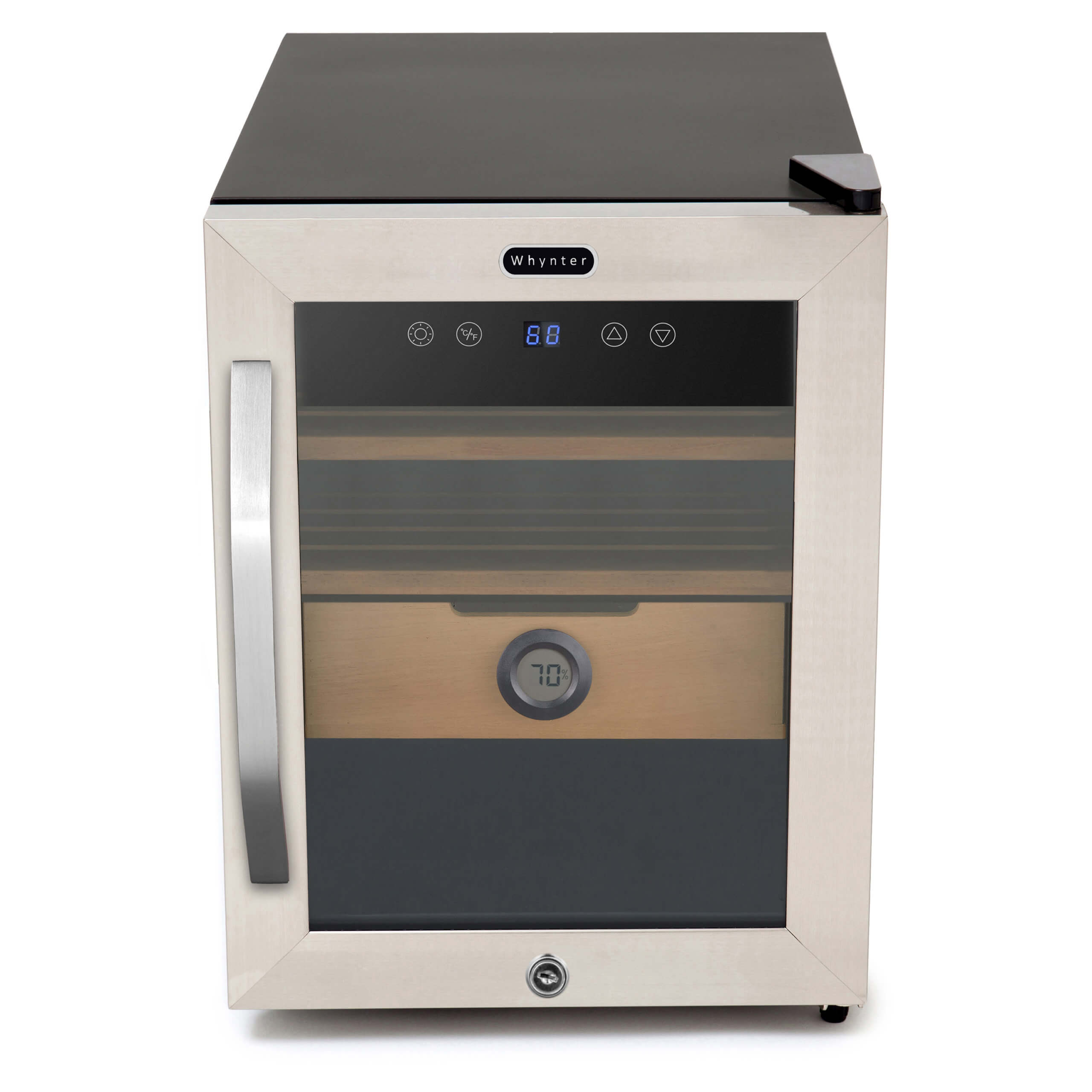 Whynter - 1.2 cu. ft. Stainless Steel Digital Control and Display Cigar Humidor with Spanish Cedar Shelves | CHC-123DS Whynter - 1.2 cu. ft. Stainless Steel Digital Control and Display Cigar Humidor with Spanish Cedar Shelves | CHC-123DS