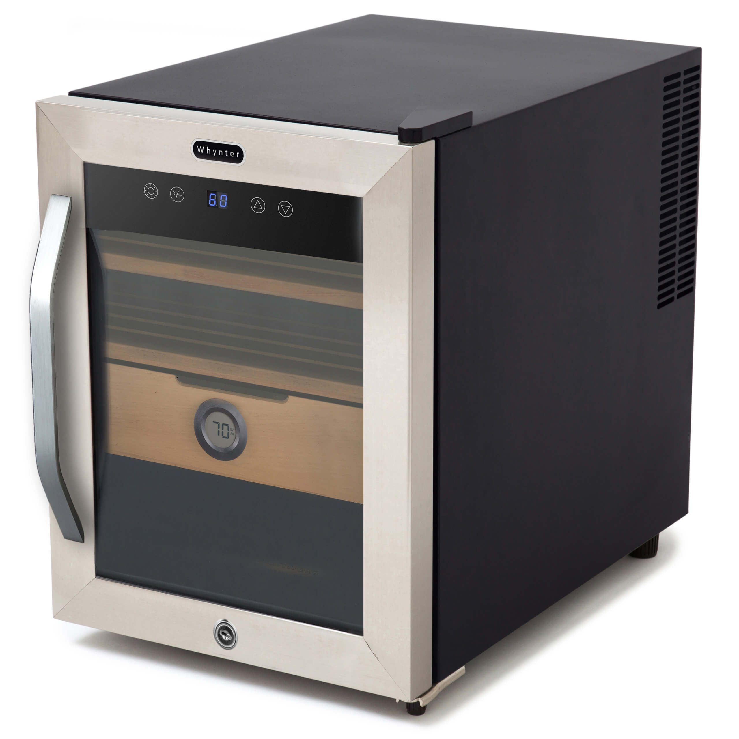 Whynter - 1.2 cu. ft. Stainless Steel Digital Control and Display Cigar Humidor with Spanish Cedar Shelves | CHC-123DS Whynter - 1.2 cu. ft. Stainless Steel Digital Control and Display Cigar Humidor with Spanish Cedar Shelves | CHC-123DS