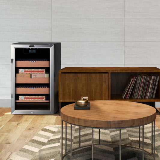 Whynter - 4.2 cu.ft. Cigar Cabinet Cooler and Humidor with Humidity Temperature Control and Spanish Cedar Shelves | CHC-421HC