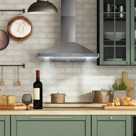 Cosmo - 30 in. Ducted Wall Mount Range Hood in Stainless Steel with LED Lighting and Permanent Filters | COS-63175