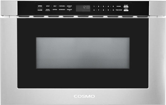 Cosmo - 24 in. Built-in Microwave Drawer with Automatic Presets, Touch Controls, Defrosting Rack and 1.2 cu. ft. Capacity in Stainless Steel | COS-12MWDSS-NH