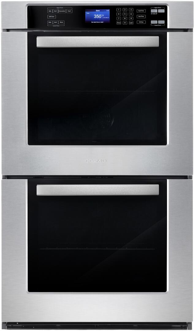 Cosmo - COS-30EDWC 30 in. Electric Double Wall Oven with 5 cu. ft. Capacity, Turbo True European Convection, 7 Cooking Modes, Self-Cleaning in Stainless Steel | COS-30EDWC Cosmo - COS-30EDWC 30 in. Electric Double Wall Oven with 5 cu. ft. Capacity, Turbo True European Convection, 7 Cooking Modes, Self-Cleaning in Stainless Steel | COS-30EDWC