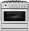 Cosmo - 36 in. 3.8 cu. ft. Single Oven Gas Range with 5 Burner Cooktop and Heavy Duty Cast Iron Grates in Stainless Steel | COS-965AGC