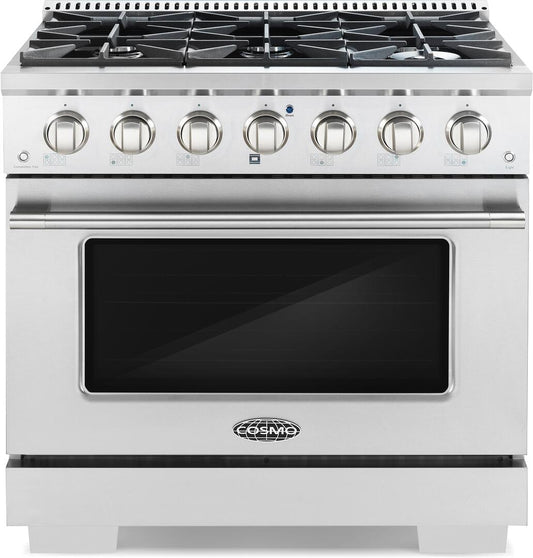 Cosmo - Commercial-Style 36 in. 4.5 cu. ft. Gas Range with 6 Italian Burners and Heavy Duty Cast Iron Grates in Stainless Steel
| COS-GRP366