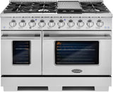 Cosmo - Commercial-Style 48 in. 5.5 cu. ft. Double Oven Gas Range with 8 Italian Burners and Heavy Duty Cast Iron Grates in Stainless Steel | COS-GRP486G Cosmo - Commercial-Style 48 in. 5.5 cu. ft. Double Oven Gas Range with 8 Italian Burners and Heavy Duty Cast Iron Grates in Stainless Steel | COS-GRP486G
