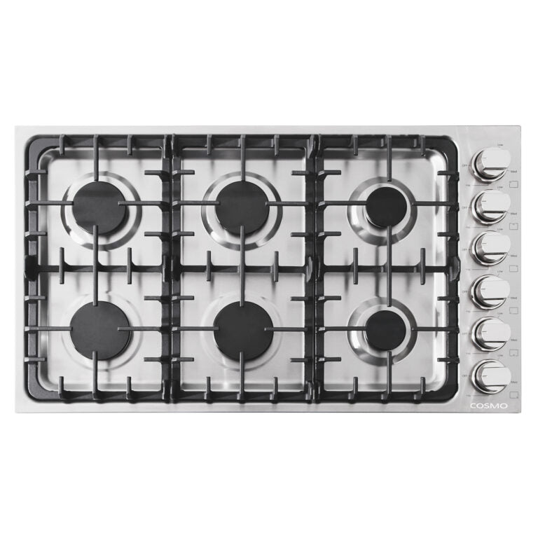Cosmo - 36 in. Gas Cooktop in Stainless Steel with 6 Italian Made Burners | COS-DIC366 Cosmo - 36 in. Gas Cooktop in Stainless Steel with 6 Italian Made Burners | COS-DIC366