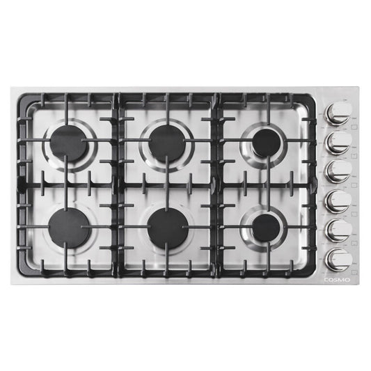 Cosmo - 36 in. Gas Cooktop in Stainless Steel with 6 Italian Made Burners | COS-DIC366