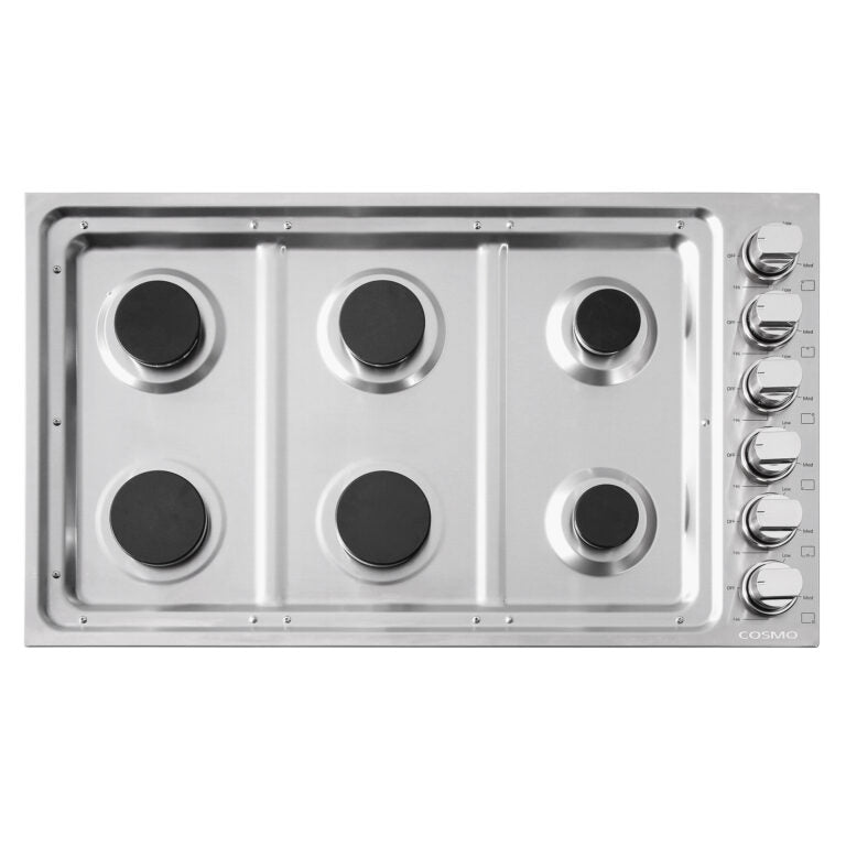 Cosmo - 36 in. Gas Cooktop in Stainless Steel with 6 Italian Made Burners | COS-DIC366 Cosmo - 36 in. Gas Cooktop in Stainless Steel with 6 Italian Made Burners | COS-DIC366