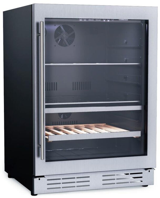 Elica - Single Door, Dual Zone, Beverage and Wine Center, 23 7/16" W x 22 7/16" D x 33-34" H, 4.8 cu/ft - Undercounter Refrigerator | EBS52SS1