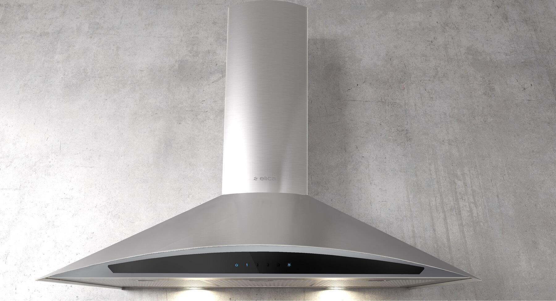 Elica - FOGLIA - Techne - 36" W x 20" D x 10" H, Stainless & Black Glass - Wall Mount Hoods | EFG636S1 Elica - FOGLIA - Techne - 36" W x 20" D x 10" H, Stainless & Black Glass - Wall Mount Hoods | EFG636S1
