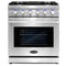 Cosmo - EPGR304 30 in. Slide-In Freestanding Gas Range with 5 Sealed Burners, Cast Iron Grates, 4.5 cu. ft. Capacity Convection Oven in Stainless Steel | COS-EPGR304